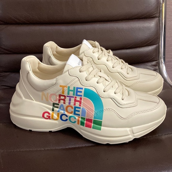 The North Face X Gucci limited edition rhyton leather logo monogram sneakers NWB - Picture 2 of 8